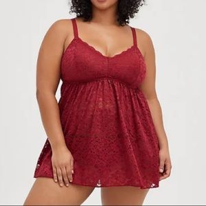 TORRID NWT V-NECK BABYDOLL - LACE RED